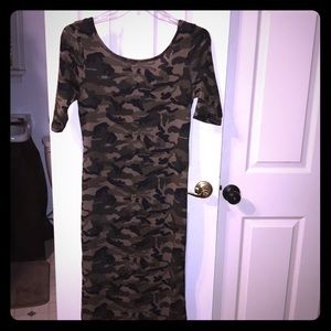 Camouflage print body contour dress